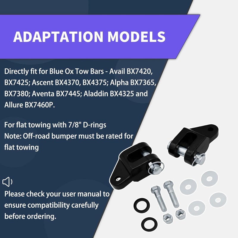 FHRHRY BX88357 BX88296, Off Road Bumper Adapter Kit Compatible with Blue Ox Tow Bars - Avail BX7420, Ascent BX4370, Alpha BX7365 BX7380, Aventa BX7445, Aladdin BX4325, Allure BX7460, Replace# BX88303 BX88304 - Image 2
